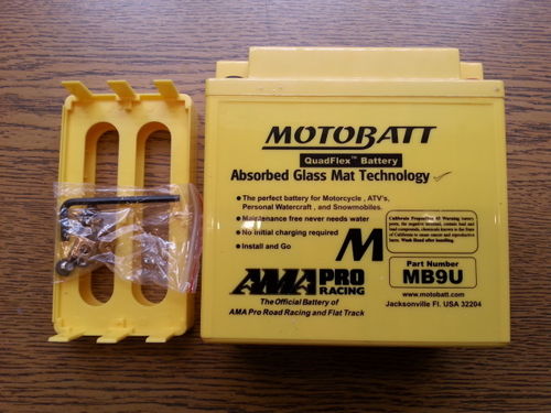 Batterie MOTOBATT-USA, 12V-11AH, 4-polig, wartungsfrei, Glasfaser-Technik, Kawasaki H1-500 Mach III